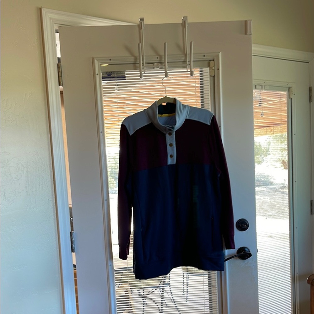 Woolx Charlie Colorblock Pullover French Terry Sweatshirt with Button Detail 1X
